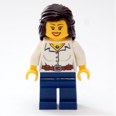 Female, White Blouse, Dark Blue Legs, Black Hair (fig-006803)
