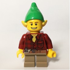 Elf, Dark Red Flannel Shirt, Bright Green Hat (fig-006806)
