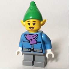 Elf, Medium Blue Jacket with Medium Lavender Scarf, Bright Green Hat (fig-006807)