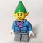 Elf, Medium Blue Jacket with Medium Lavender Scarf, Bright Green Hat