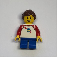 Girl, Classic Spaceman on Shirt, Short Blue Legs, Reddish Brown Ponytail (fig-006812)