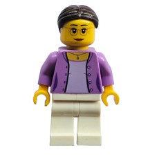 Female, Open Medium Lavender Jacket over Lavender Shirt, White Legs, Glasses (fig-006816)