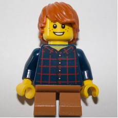 Boy, Plaid Shirt, Short Medium Nougat Legs, Dark Orange Hair (fig-006823)