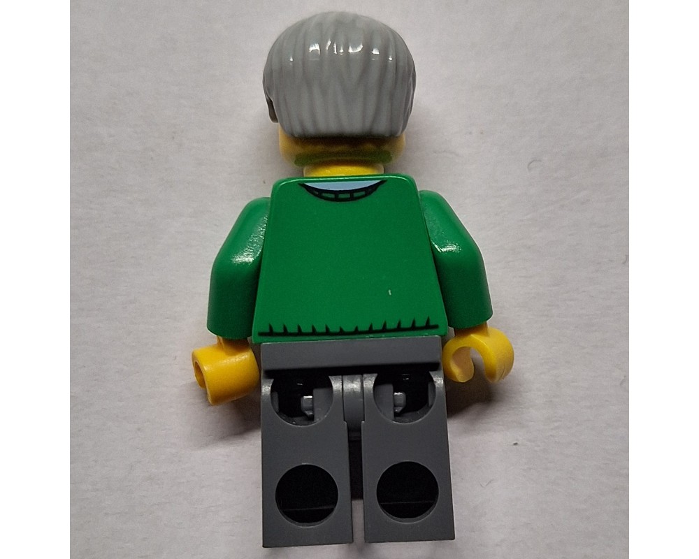 LEGO Set fig-006828 Man, Green V-Neck Sweater, Dark Bluish Gray Legs ...