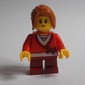 Girl, Cardigan Tied with Bow, Necklace, Short Dark Red Legs