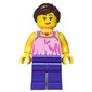 Woman, Bright Pink Halter Top with Butterflies, Dark Purple Legs