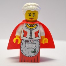 Mrs. Claus, White Corset with Red Sides, Apron with Candy Canes, Red Dress (fig-006847)
