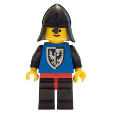 Knight (Black Falcon) - Black Legs, Red Hips, Rounded Shield, Neck-Protector (fig-006887)