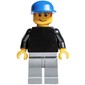 Soccer Player Goalie Black Torso, Light Bluish Gray Legs, Blue Cap