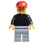 Soccer Player Goalie Black Torso, Light Bluish Gray Legs, Red Cap