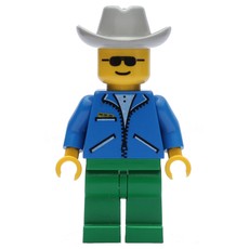 Man - Blue Jacket, Green Legs, Light Grey Cowboy Hat (fig-007134)