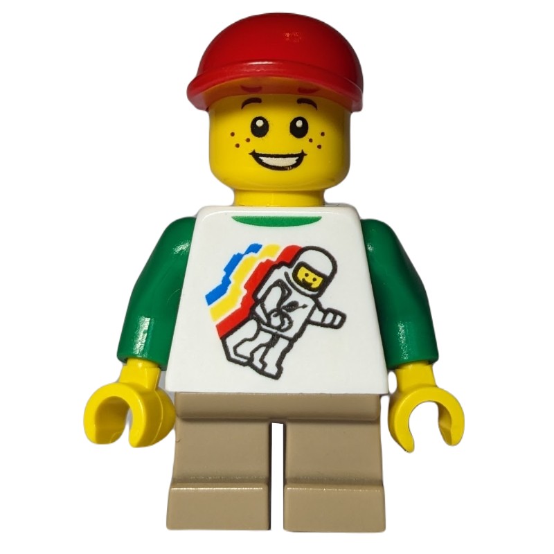 LEGO Set fig-007153 Boy, Floating Classic Spaceman on Shirt, Short Tan ...