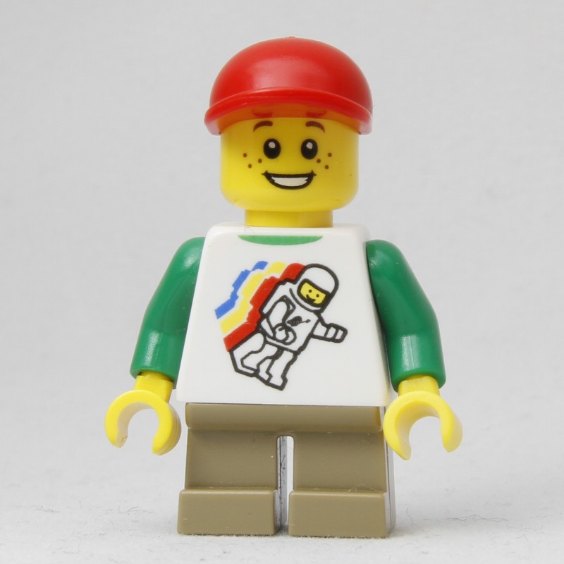 LEGO Set fig-007153 Boy, Floating Classic Spaceman on Shirt, Short Tan ...