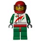 Racer, White and Green Jumpsuit with Octan Logo, Red Helmet with Trans-Brown Visor