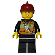 Firewoman, Safety Vest with Shoulder Straps, Red Helmet (fig-007155)