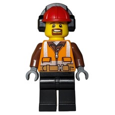 Man, Safety Vest with Belt, Black Legs, Red Hard Hat with Ear Defenders (fig-007234)