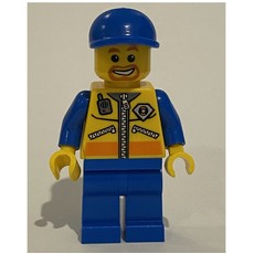 Coast Guard, Yellow Jacket with Zipper, Radio and Badge, Blue Cap, Goatee Beard (fig-007246)