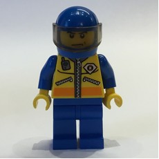 Coast Guard, Yellow Jacket with Zipper, Radio and Badge, Blue Helmet with Visor (fig-007247)