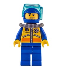 Coast Guard Diver, Blue Helmet, Airtank, Mask (fig-007248)