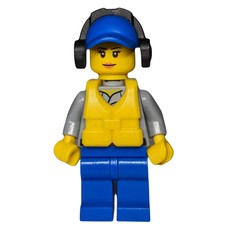 Coast Guard, Light Bluish Gray Shirt with Badge, Blue Cap, Ear Defenders, Yellow Life Vest (fig-007252)