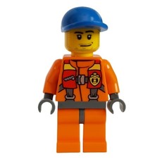 Coast Guard, Orange Jumpsuit, Blue Cap, Stubble (fig-007257)