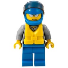 Coast Guard, Light Bluish Gray Shirt with Badge, Blue Helmet with Visor, Yellow Life Vest, Silver Sunglasses (fig-007258)