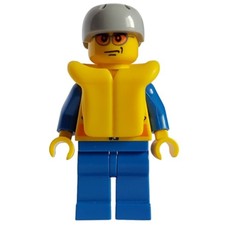 Coast Guard, Yellow Jacket with Zipper, Radio and Badge, Light Bluish Gray Helmet, Yellow Life Vest, Orange Sunglasses (fig-007263)