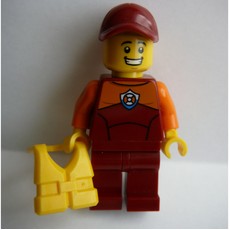 Coast Guard, Dark Red Wetsuit, Dark Red Cap, Yellow Life Vest (fig-007270)