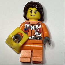 Coast Guard, Woman, Orange Jumpsuit, Yellow Life Vest, Dark Brown Hair (fig-007271)