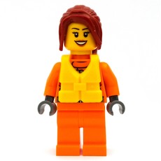 Coast Guard, Woman, Orange Jumpsuit, Yellow Life Vest, Dark Red Hair (fig-007275)