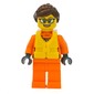 Coast Guard, Woman, Orange Jumpsuit, Yellow Life Vest, Reddish Brown Hair, Glasses