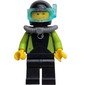 Coast Guard Diver, Black and Lime Wetsuit, Black Helmet, Airtank, Mask