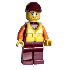 Lifeguard, Dark Red Wetsuit, Dark Red Cap, Yellow Life Vest, Stubble (fig-007284)