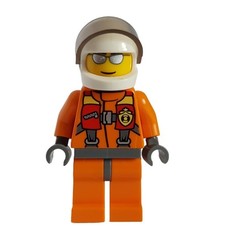 Coast Guard, Orange Jumpsuit, White Helmet with Visor, Silver Sunglasses (fig-007285)