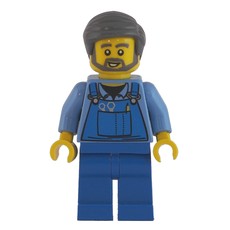 Man, Blue Overalls over Shirt, Blue Legs, Dark Bluish Gray Hair, Beard (fig-007286)