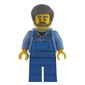 Man, Blue Overalls over Shirt, Blue Legs, Dark Bluish Gray Hair, Beard