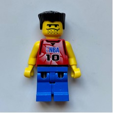 Basketball Player, Red Torso with #10, Blue Legs, Black Flat Top Hair (fig-007324)