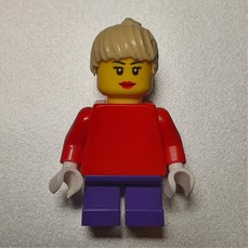 Girl, Plain Red Torso, Short Dark Purple Legs, Tan Hair (3626bpr0892 Head) (fig-007332)
