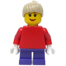 Girl, Plain Red Torso, Short Dark Purple Legs, Tan Hair (3626bpr0043 Head) (fig-007335)