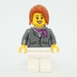 Woman, Dark Bluish Gray Jacket with Magenta Scarf, White Legs, Dark Orange Hair
