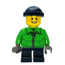 Boy, Green Jacket, Short Dark Blue Legs, Dark Blue Hat (fig-007341)