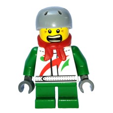 Boy, White and Green Jacket with Octan Logo, Red Scarf, Short Green Legs, Helmet (fig-007343)