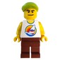 White Torso with Surfboard, Reddish Brown Legs, Lime Cap