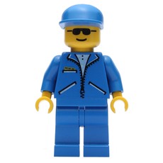 Man, Blue Jacket with Zipper, Blue Legs, Blue Cap, Sunglasses (fig-007349)