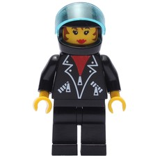 Black Jacket, Black Legs, Black Helmet, Female (fig-007350)