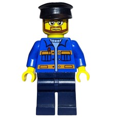 Man, Blue Jacket with Orange Stripes, Dark Blue Legs, Black Hat, Glasses and Beard (fig-007366)