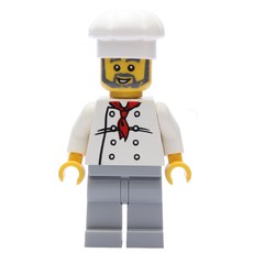 Chef, Red Neckerchief, Light Bluish Gray Legs, Light Bluish Gray Beard (fig-007368)