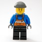 Man, Orange Overalls over Blue Sweater, Black Legs, Dark Bluish Gray Hat, Brown Eyebrows