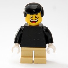 Boy, Plain Black Torso, Short Tan Legs (fig-007371)