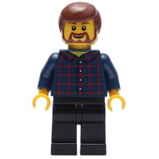 Man, Dark Blue Plaid Shirt, Black Legs, Beard (fig-007379)